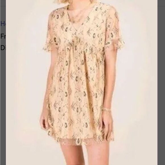 Francesca's Liv Floral Lace Shift Dress Beige/Gray. . Size Medium - Picture 1 of 15